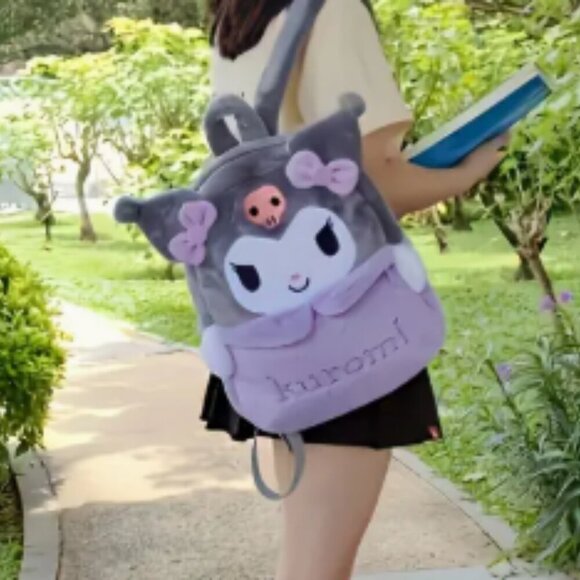 Kuromi Plush Backpack Hello Kitty Purple & Grey NWT - Picture 3 of 3
